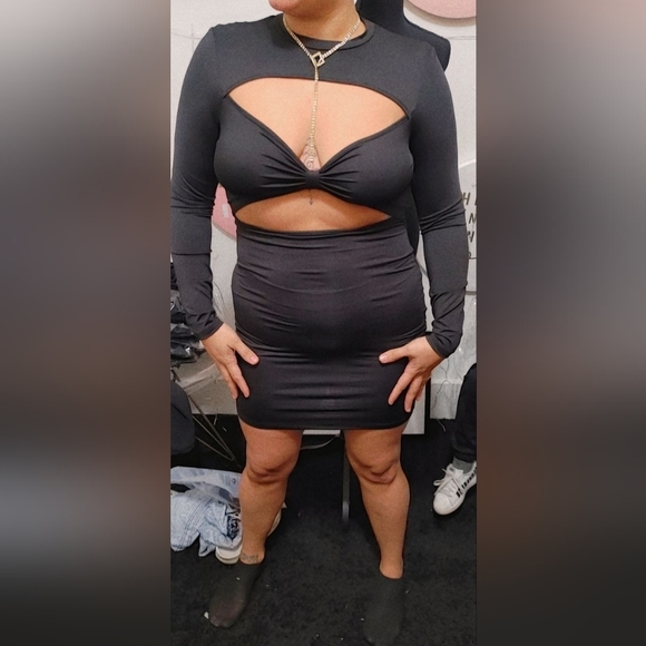 CUT Out Ruched Bodycon Dress Shein Size Large - Picture 8 of 8